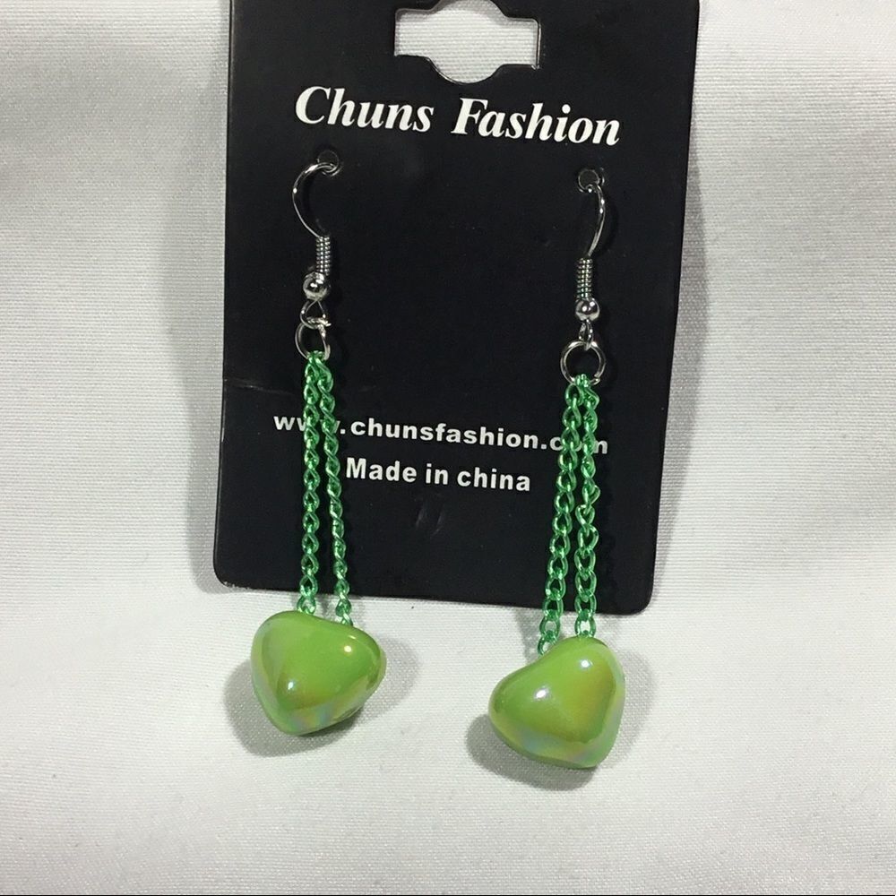 Green HeartdangleearringsUc3 8$